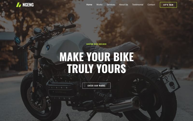 Screenshot of the Custom Bike Builder homepage