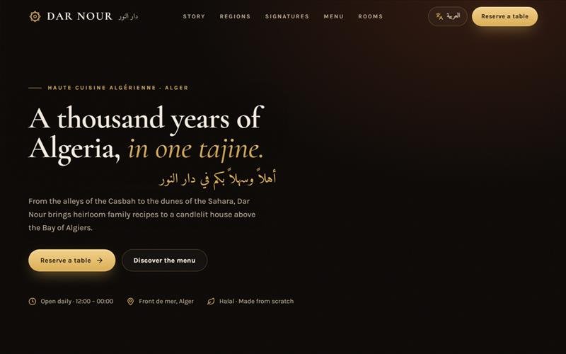 Screenshot of the Dar Nour homepage