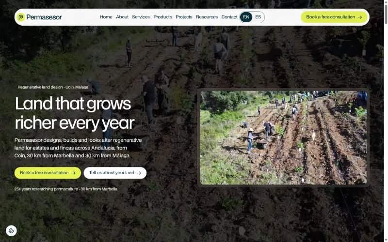 Screenshot of the Permasesor homepage