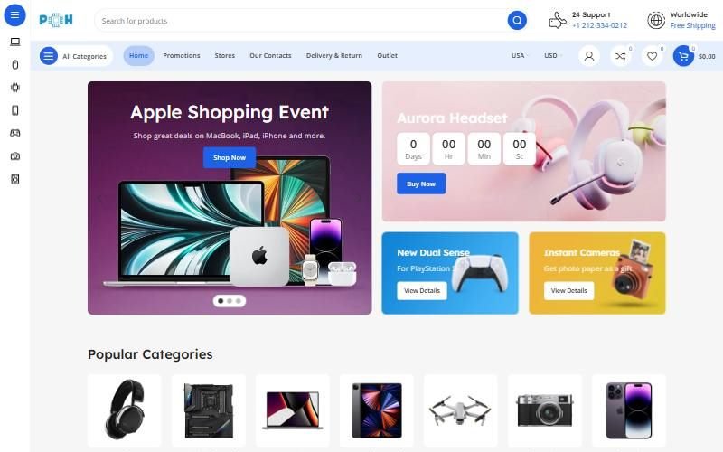 Screenshot of the Prime homepage