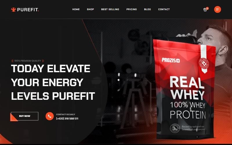 Screenshot of the purefit homepage
